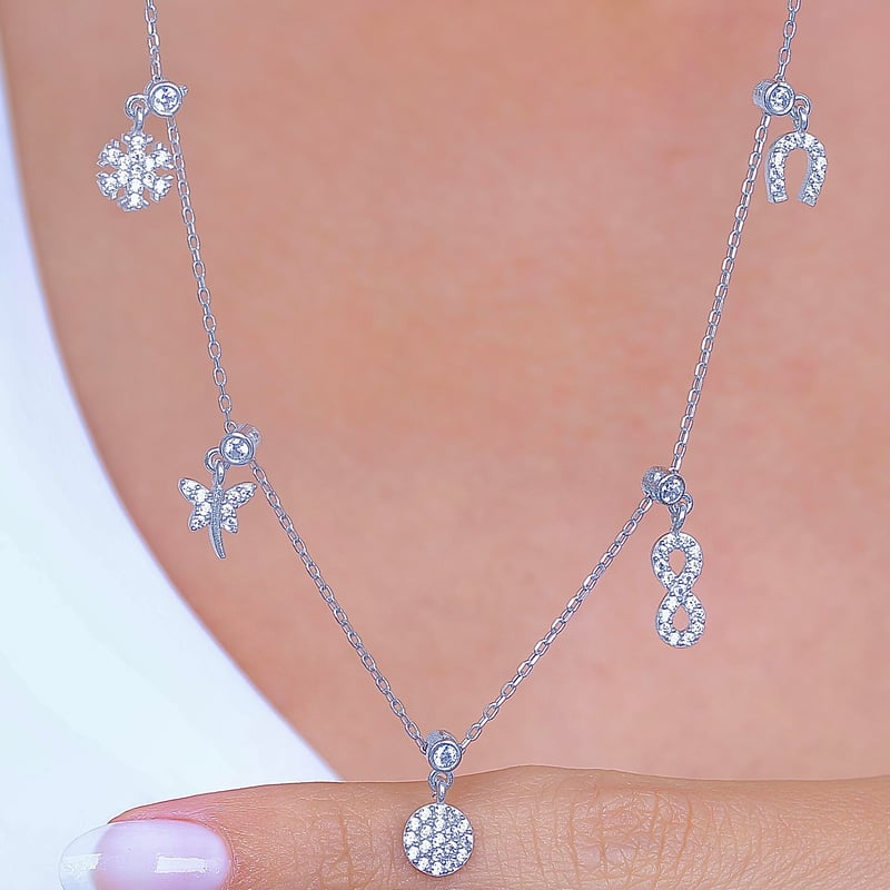 Uğur Kombini Choker Gümüş Şans Kolye