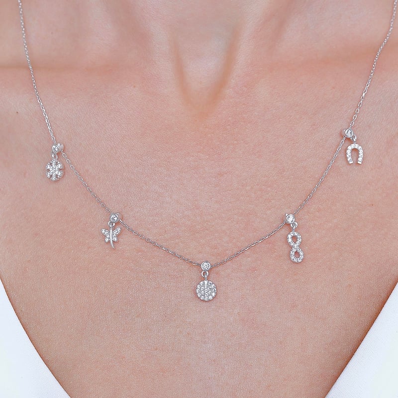 Uğur Kombini Choker Gümüş Şans Kolye