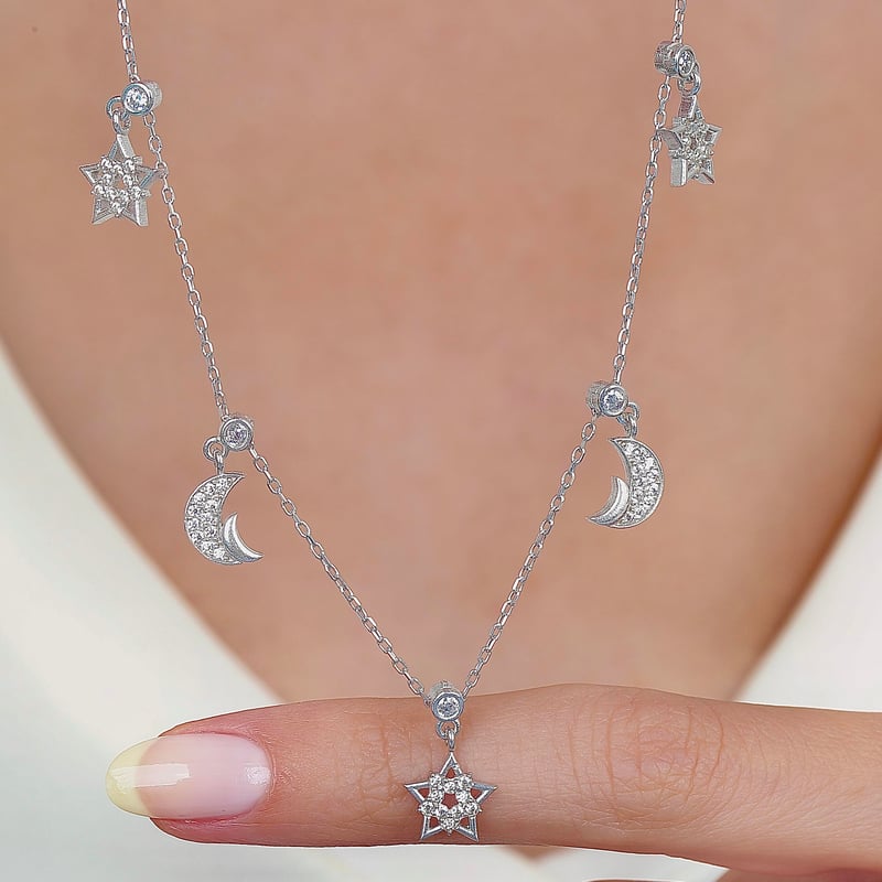 Yaz Gecesi Choker Gümüş Şans Kolye