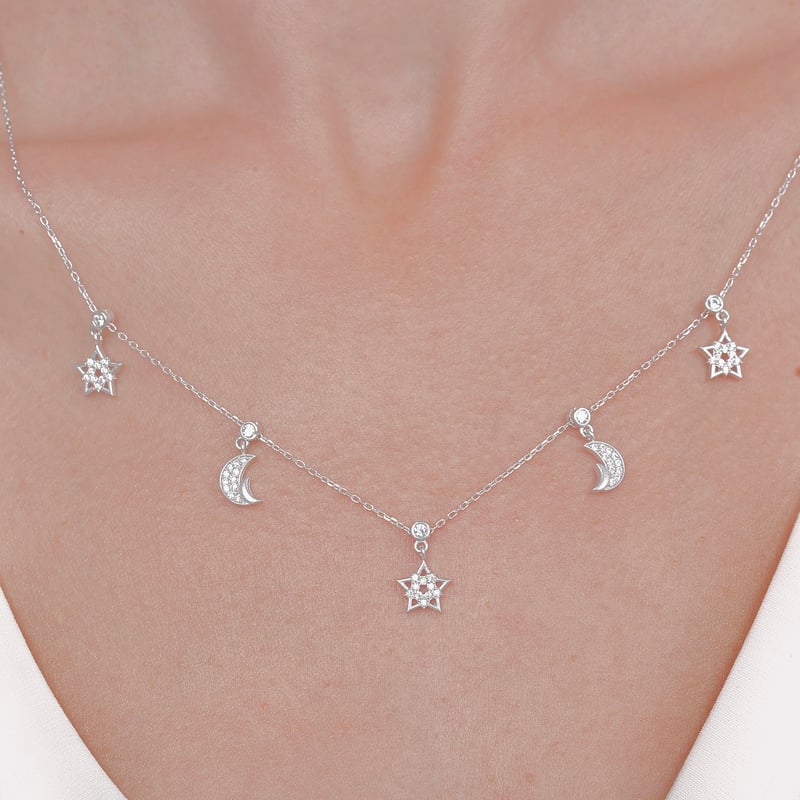 Yaz Gecesi Choker Gümüş Şans Kolye