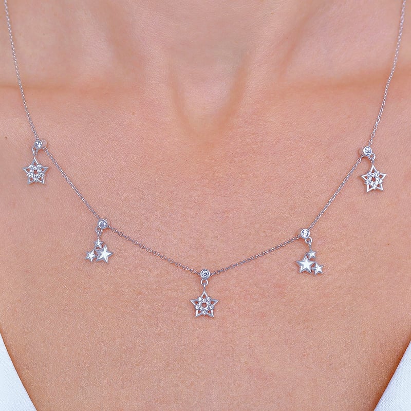 Yıldız Coşkusu Choker Gümüş Şans Kolye