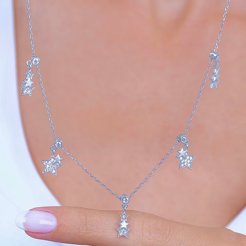 Yıldız Geçidi Choker Gümüş Şans Kolye