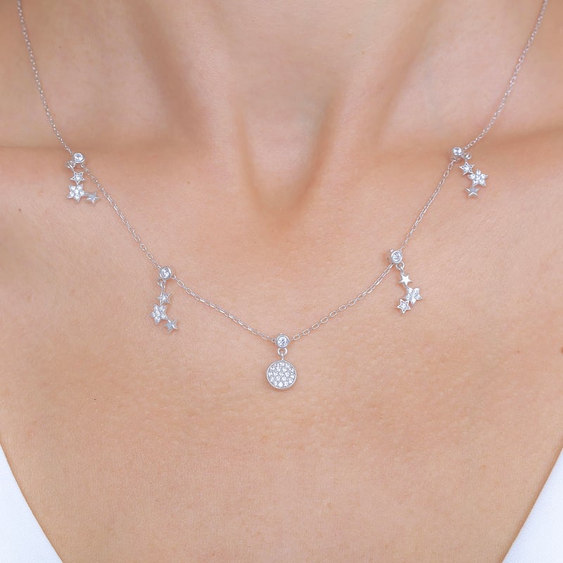 Yıldız Kümesi Choker Gümüş Şans Kolye