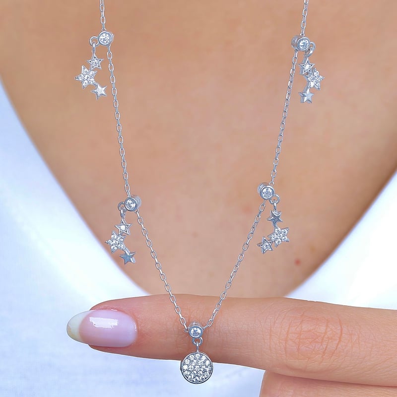 Yıldız Kümesi Choker Gümüş Şans Kolye