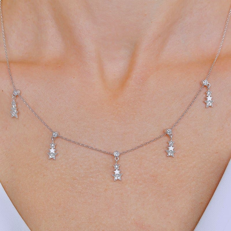 Yıldız Yankısı Choker Gümüş Şans Kolye