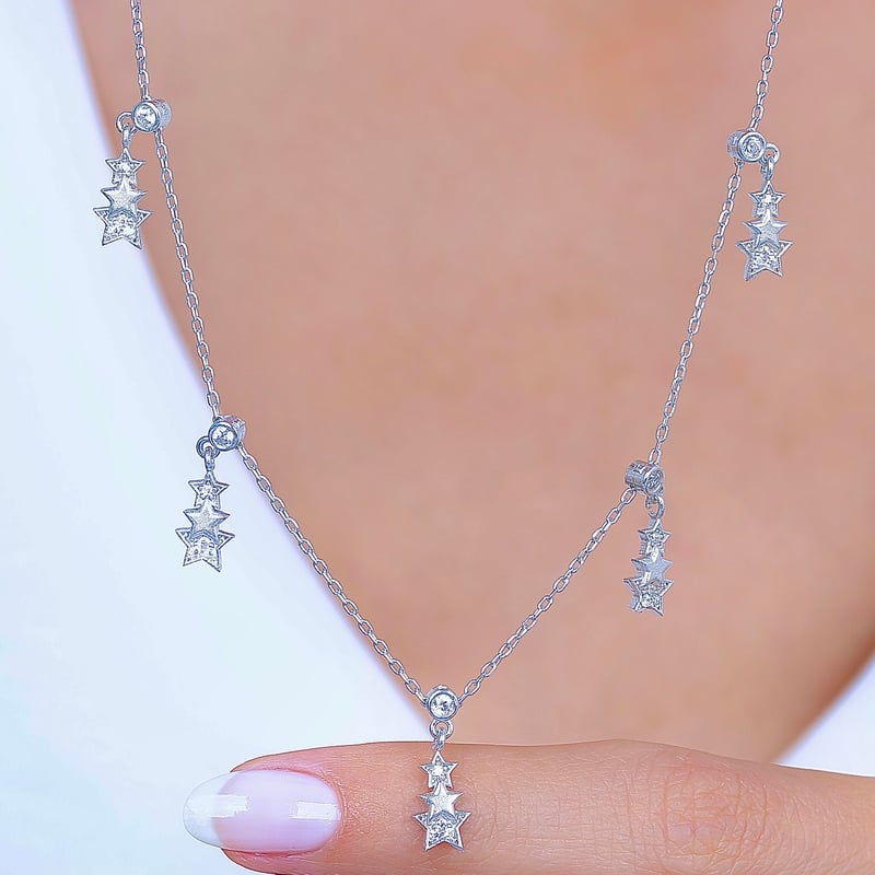 Yıldız Yankısı Choker Gümüş Şans Kolye