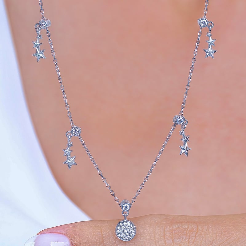Yıldızların Ahengi Choker Gümüş Şans Kolye