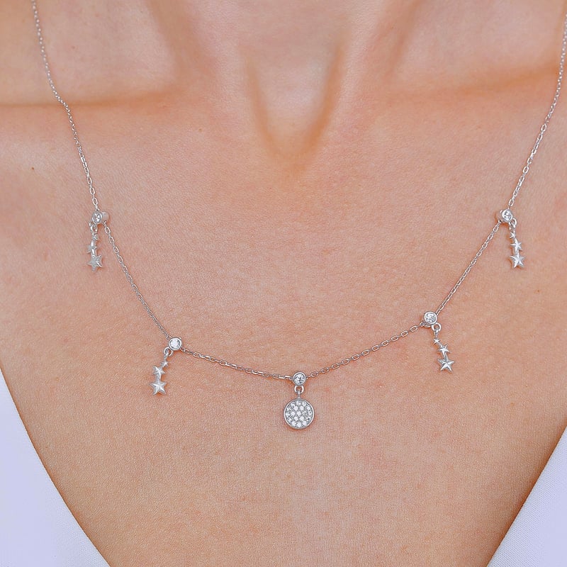 Yıldızların Ahengi Choker Gümüş Şans Kolye
