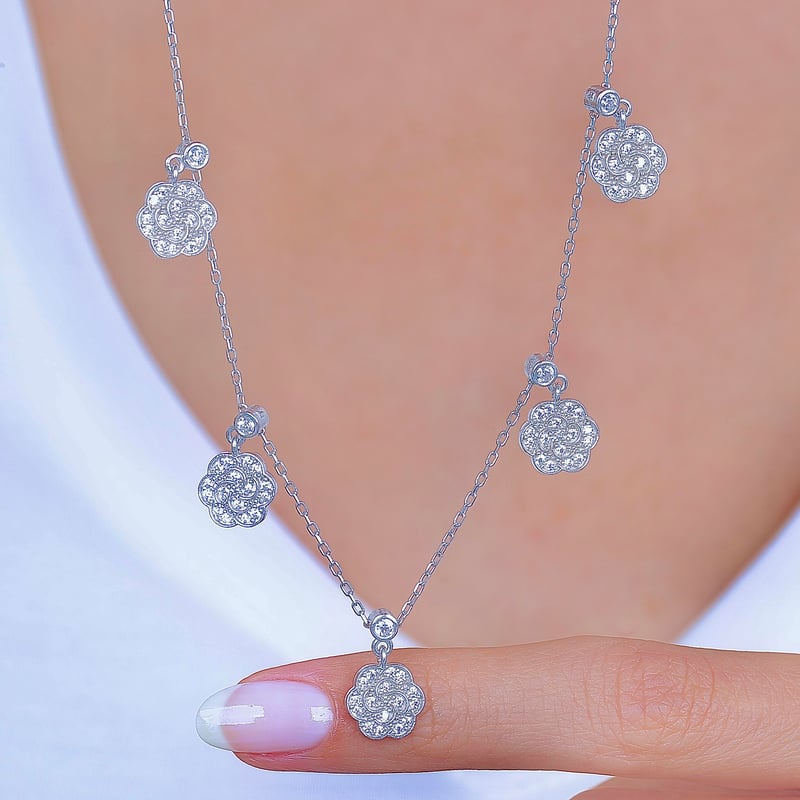 Yonca Yolu Choker Gümüş Şans Kolye