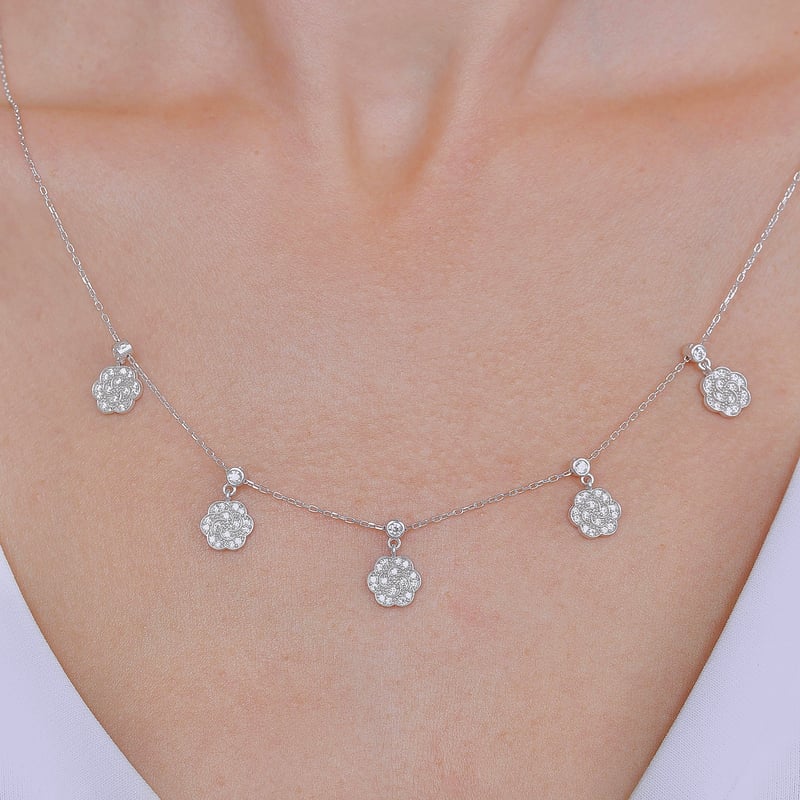 Yonca Yolu Choker Gümüş Şans Kolye