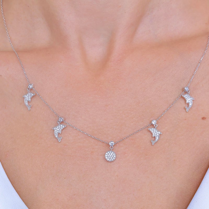Yunusların Dansı Choker Gümüş Şans Kolye