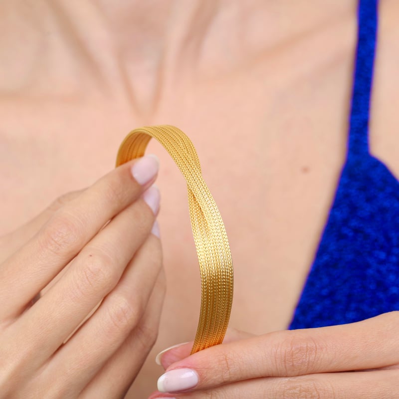 Zarafet Bağı Kalze Örgü Altın Kaplama Gümüş Takı Seti