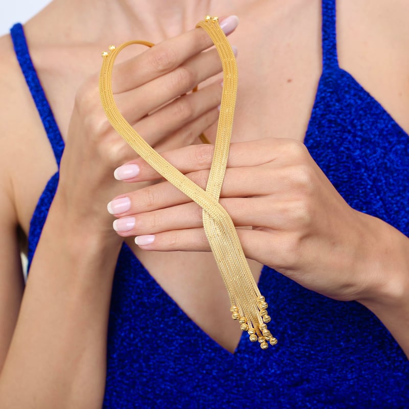 Zarafet Bağı Kalze Örgü Altın Kaplama Gümüş Takı Seti