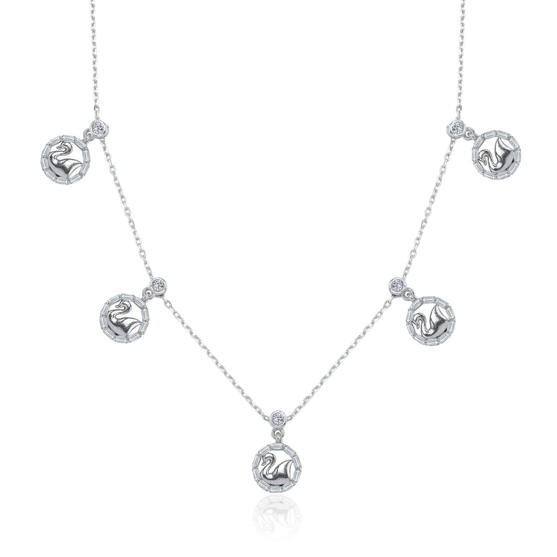 Zarif Kuğular Choker Gümüş Şans Kolye