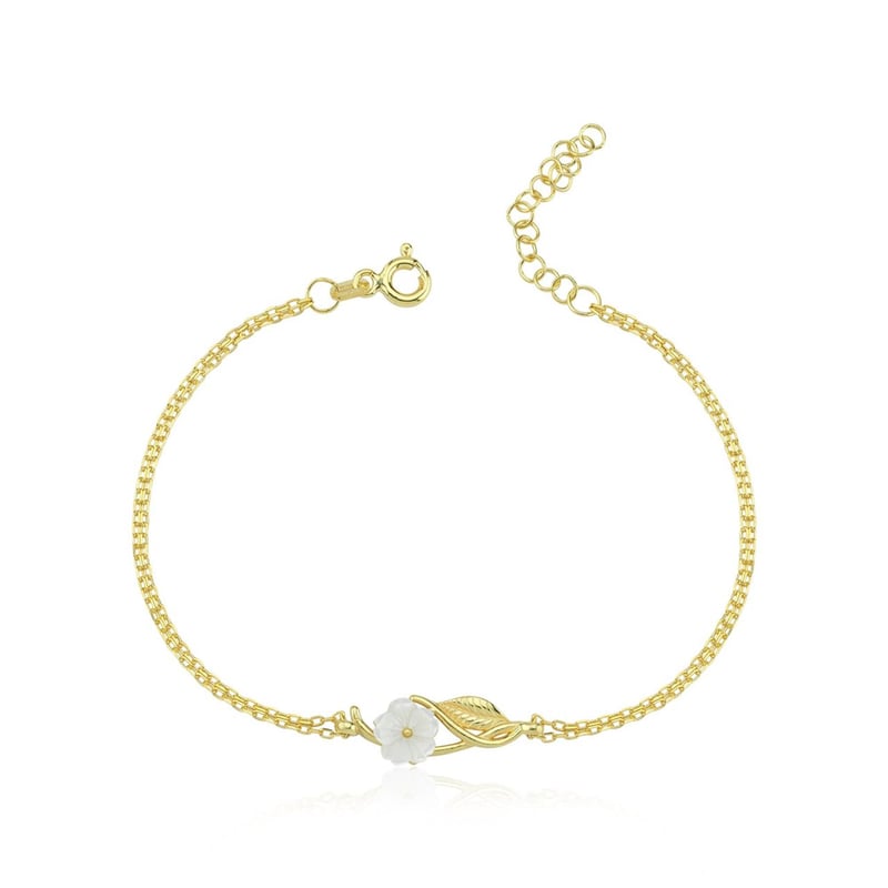 Zarif Manolya Çiçeği Asaleti Gold Renk Gümüş Bileklik