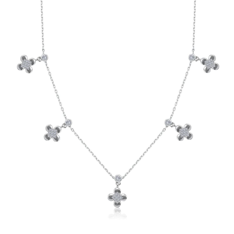 Zarif Yoncalar Choker Gümüş Şans Kolye
