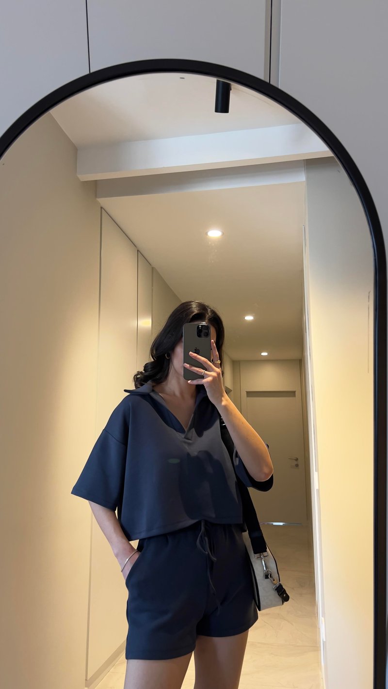 LACİVERT KEİZA MODAL KUMAŞ ŞORTLU TAKIM