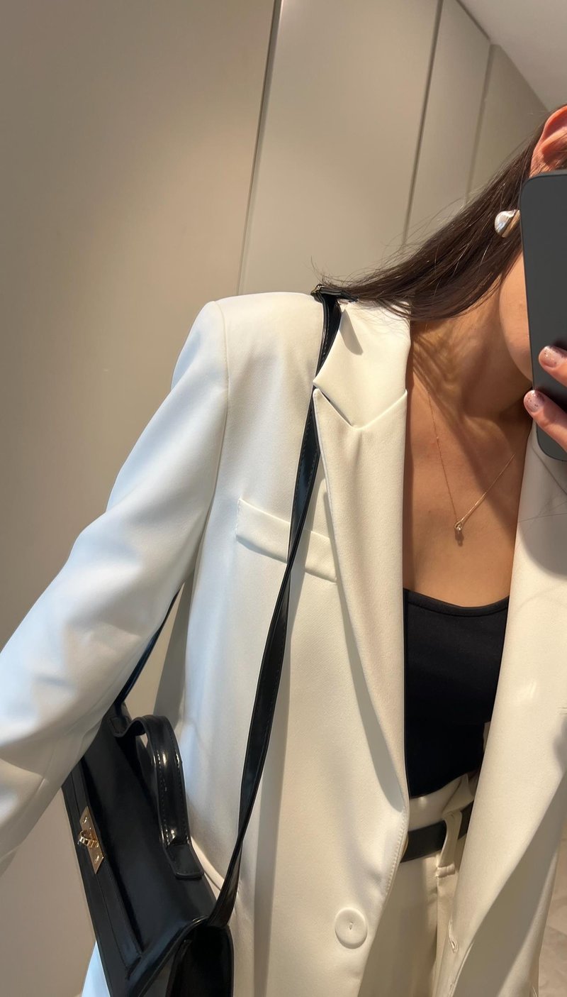 VATKALI BEYAZ OVERSİZED ASTARLI BLAZER CEKET 