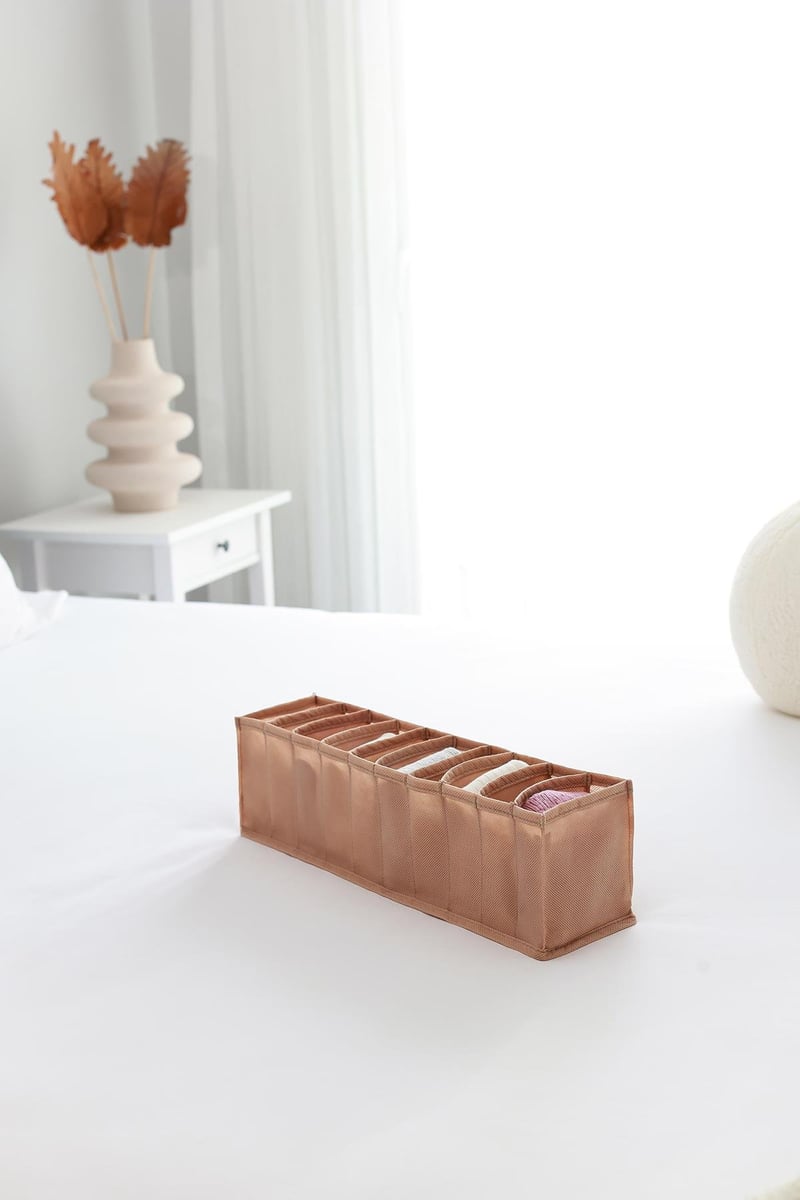 Rek Home 10 Bölmeli Bej Dolap Çekmece İçi Akordiyon Tipi Katlanır Çamaşır Düzenleyici Organizer