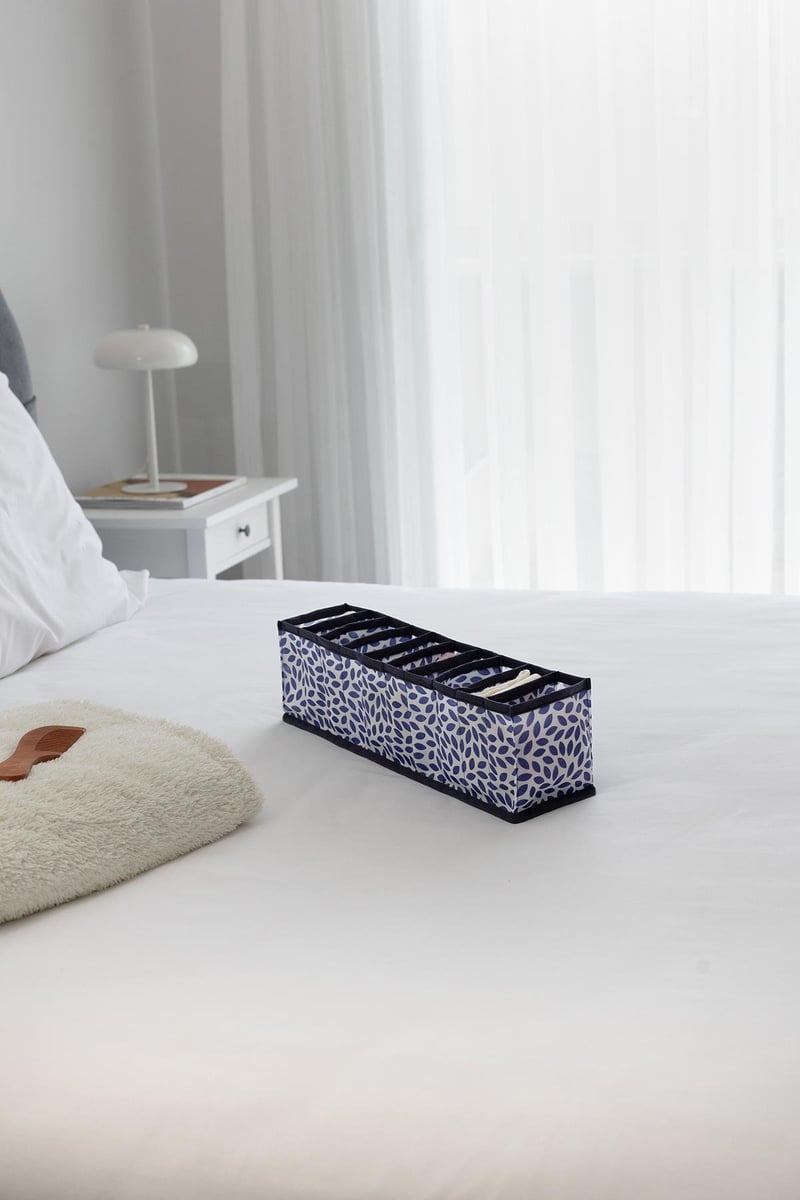 Rek Home 10 Bölmeli Yaprak Lacivert Dolap Çekmece İçi Akordiyon Tipi Katlanır Çamaşır Düzenleyici Organizer
