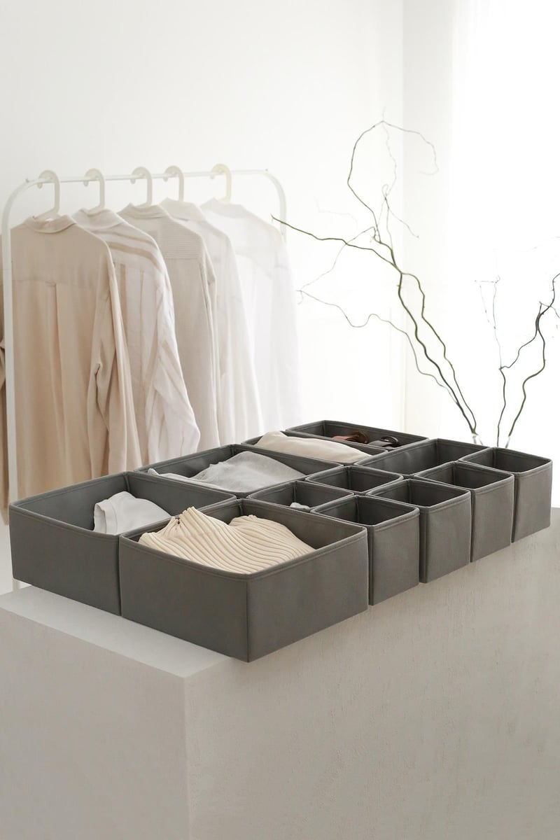 REK HOME 12'li Gri Çekmece İçi Düzenleyici Organizer Set