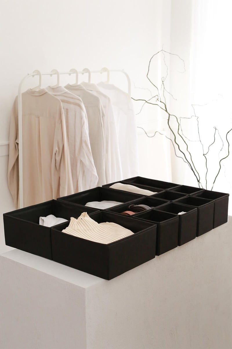 REK HOME 12'li Siyah Çekmece İçi Düzenleyici Organizer Set