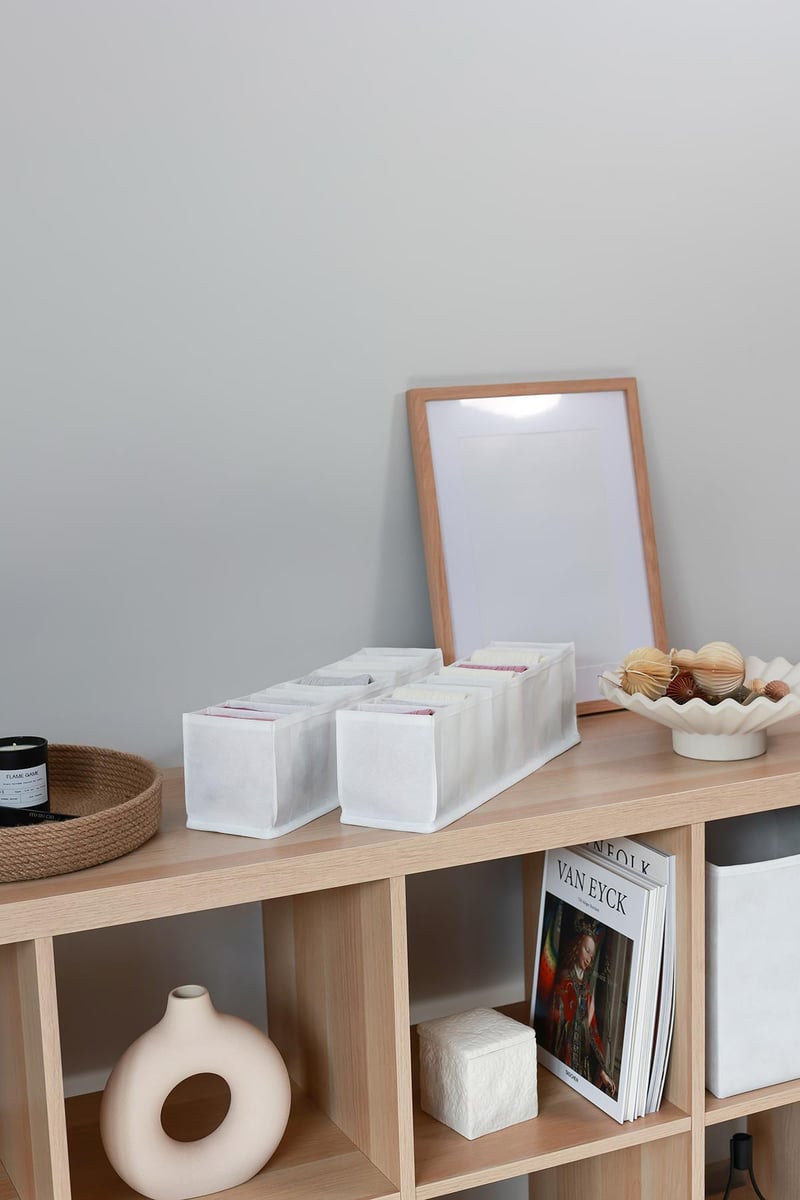 Rek Home 2'li Set Beyaz 10 Bölmeli Dolap Çekmece İçi Akordiyon Tipi Katlanır Çamaşır Düzenleyici Organizer
