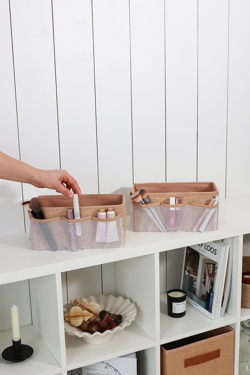 Rek Home 2'li Set Jüt Makyaj Kozmetik Düzenleyici Organizer Makyaj Kutusu