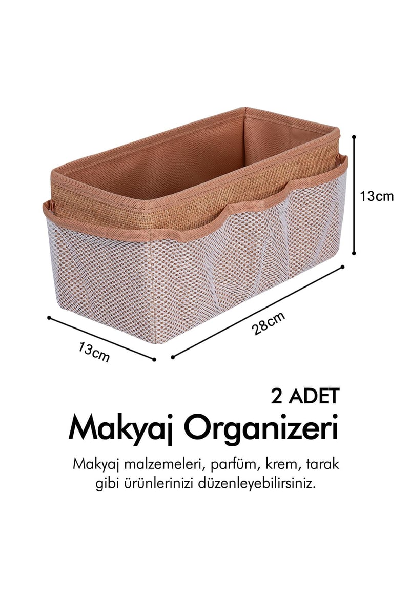 Rek Home 2'li Set Jüt Makyaj Kozmetik Düzenleyici Organizer Makyaj Kutusu