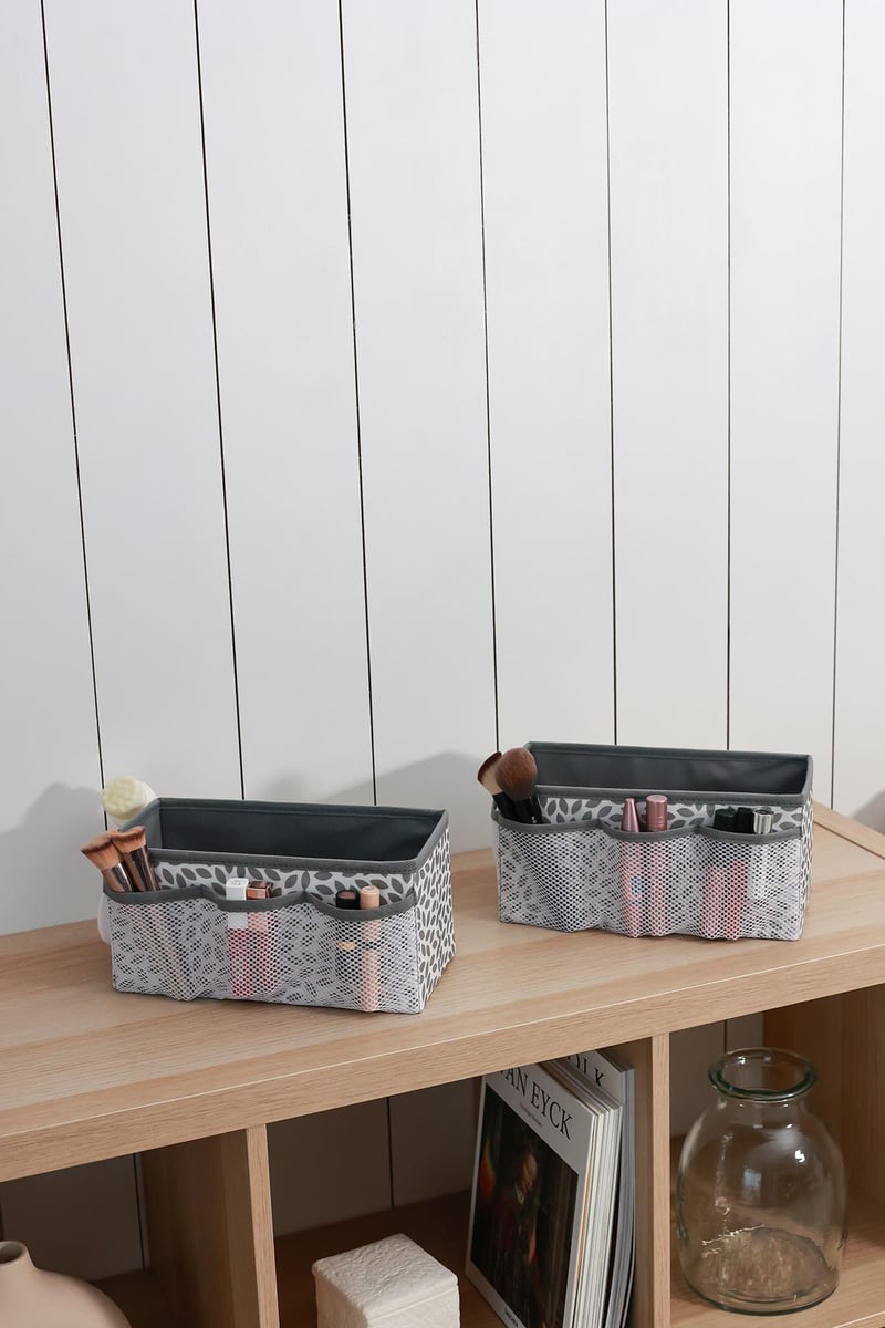 Rek Home 2'li Set Yaprak Gri Makyaj Kozmetik Düzenleyici Organizer Makyaj Kutusu