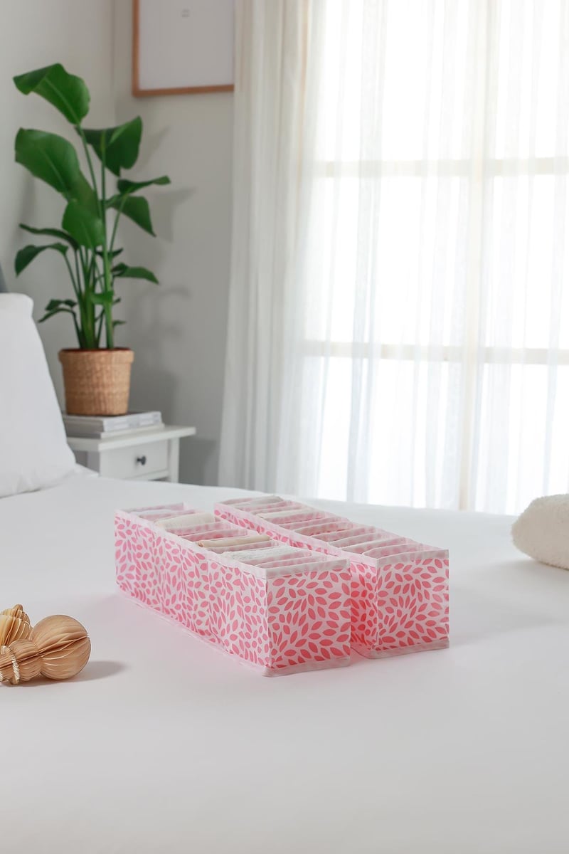 Rek Home 2'li Set Yaprak Pudra 10 Bölmeli Dolap Çekmece İçi Akordiyon Tipi Katlanır Çamaşır Düzenleyici Organizer