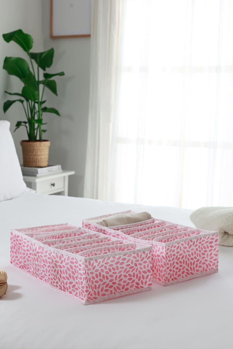 Rek Home 2'li Set Yaprak Pudra 7 Bölmeli Dolap Çekmece İçi Akordiyon Tipi Katlanır Çamaşır Düzenleyici Organizer