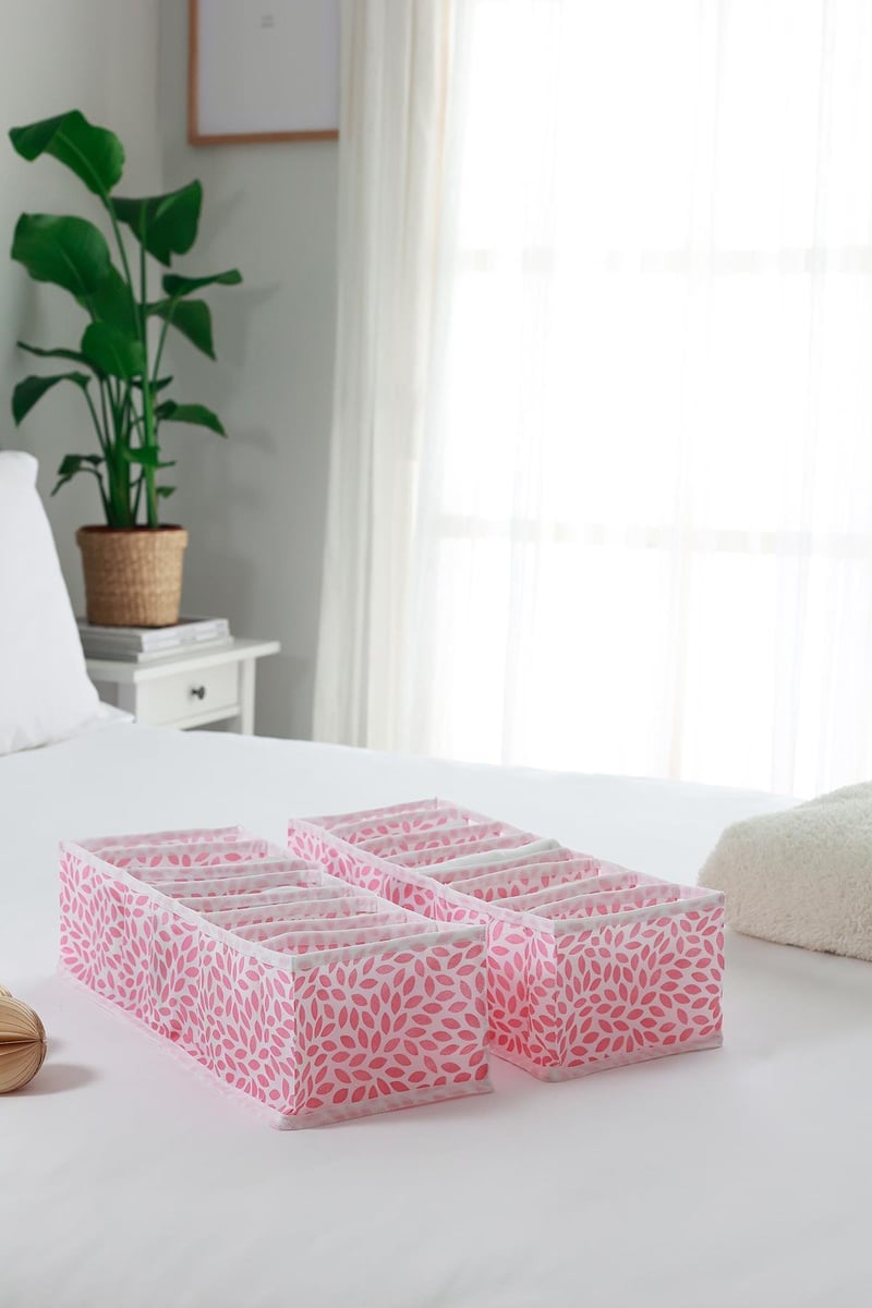 Rek Home 2'li Set Yaprak Pudra 8 Bölmeli Dolap Çekmece İçi Akordiyon Tipi Katlanır Çamaşır Düzenleyici Organizer