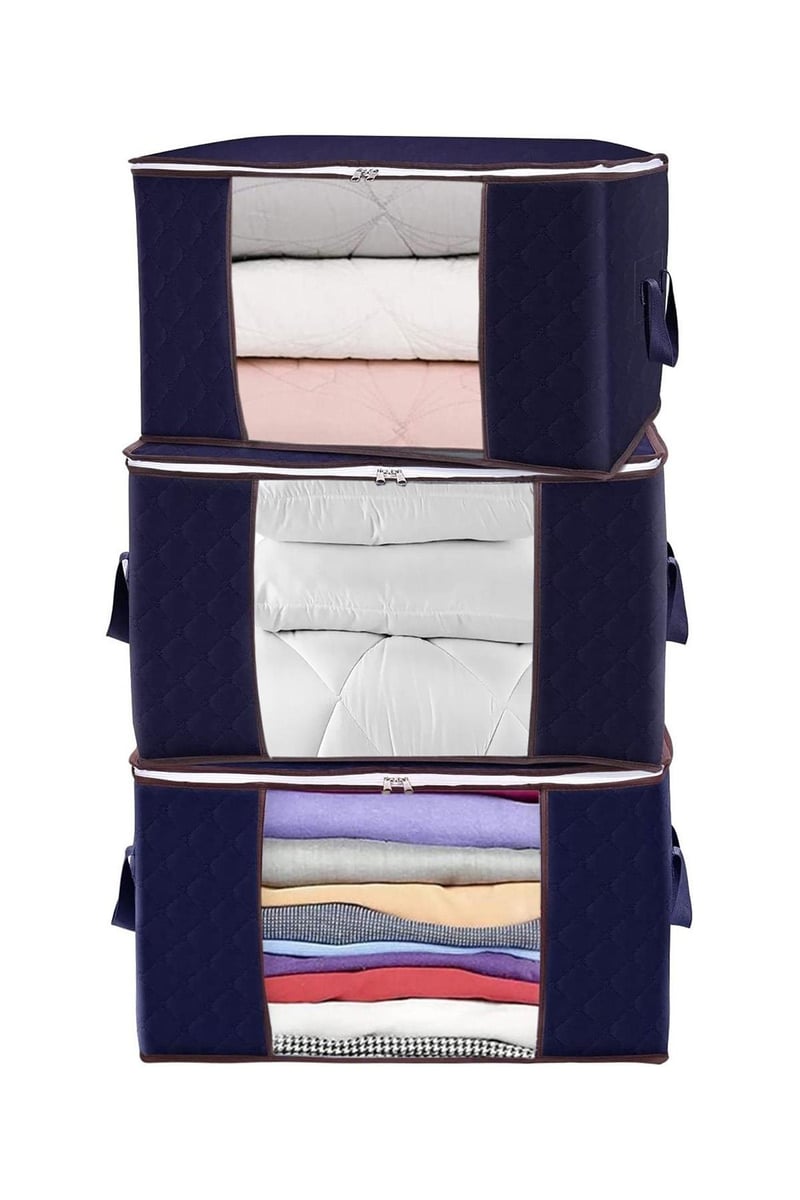 Rek Home 3 Adet Pencereli Lacivert Büyük Boy Yastık Yorgan Kazak Hurcu / 75x40x40