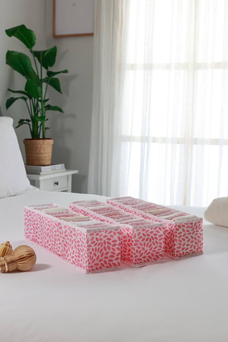 Rek Home 3'lü Set Yaprak Pudra 10 Bölmeli Dolap Çekmece İçi Akordiyon Tipi Katlanır Çamaşır Düzenleyici Organizer