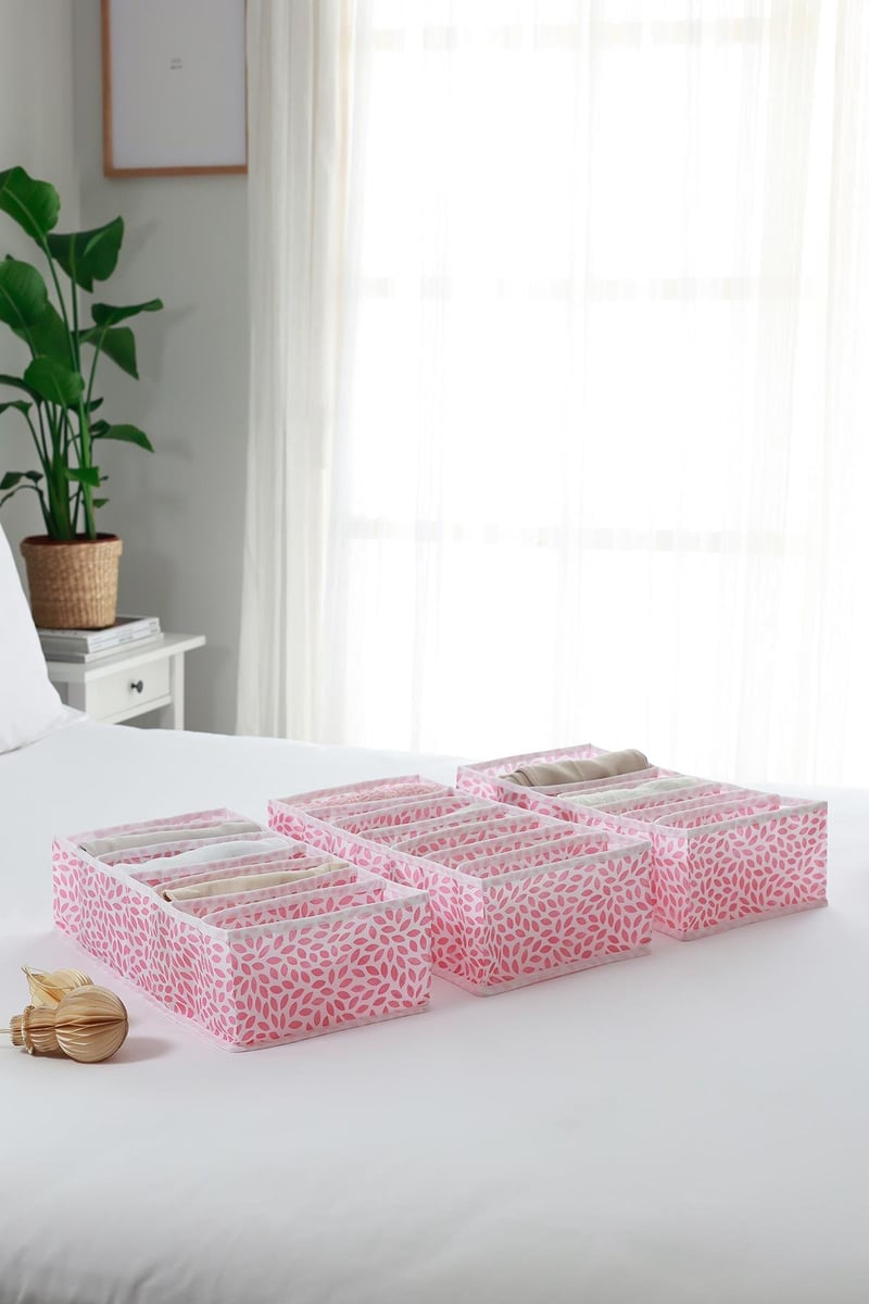 Rek Home 3'lü Set Yaprak Pudra 7 Bölmeli Dolap Çekmece İçi Akordiyon Tipi Katlanır Çamaşır Düzenleyici Organizer