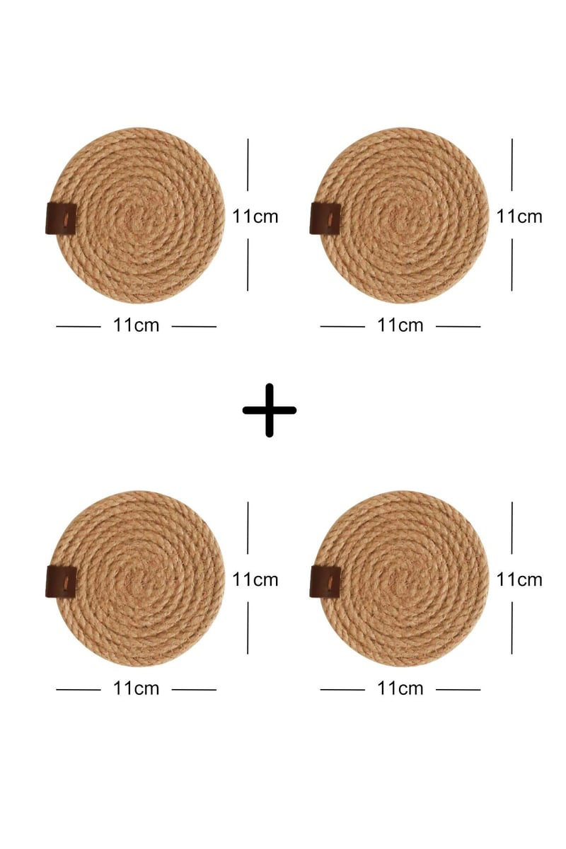 Rek Home 4 Adet Jüt Halat Bardak Altlığı 11x11