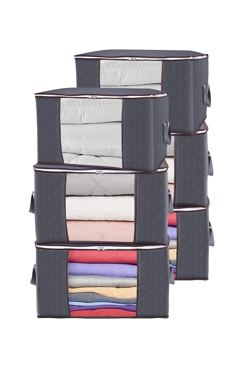 Rek Home 6 Adet Pencereli Gri Büyük Boy Yastık Yorgan Kazak Hurcu / 75x40x40