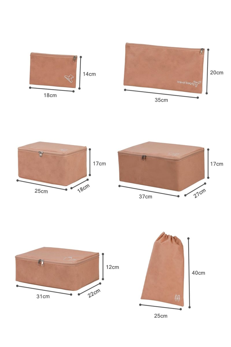Rek Home 6'lı Bej Valiz Düzenleyici Bavul İçi Organizer Set Seyehat Hurcu