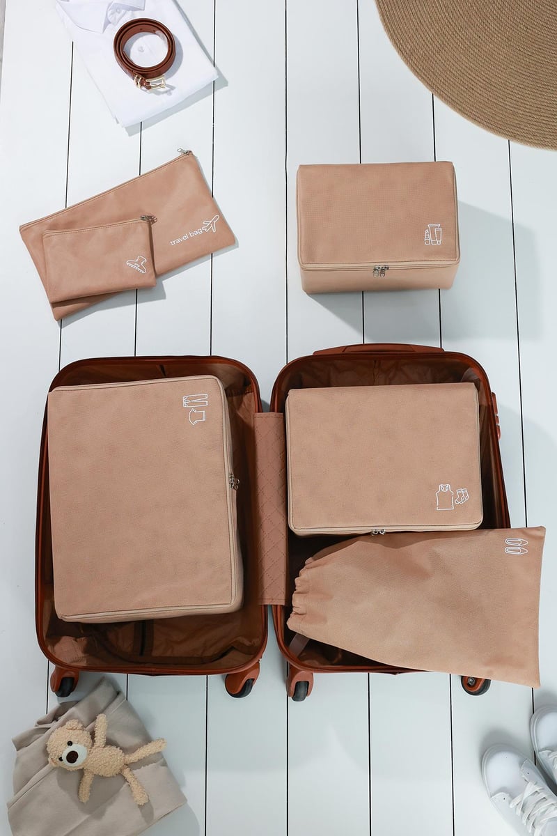 Rek Home 6'lı Bej Valiz Düzenleyici Bavul İçi Organizer Set Seyehat Hurcu
