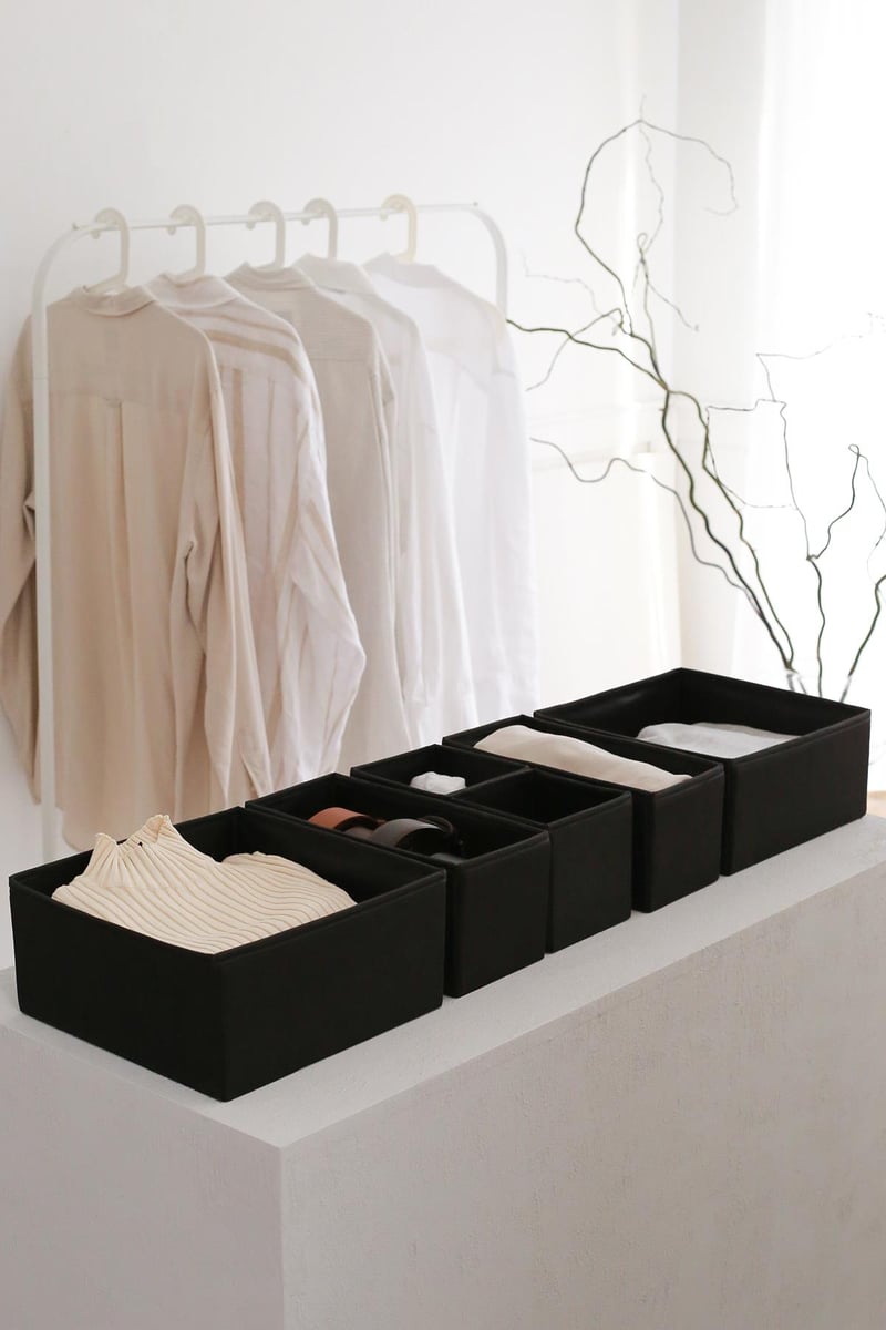 REK HOME 6lı Siyah Çekmece İçi Düzenleyici Organizer Set