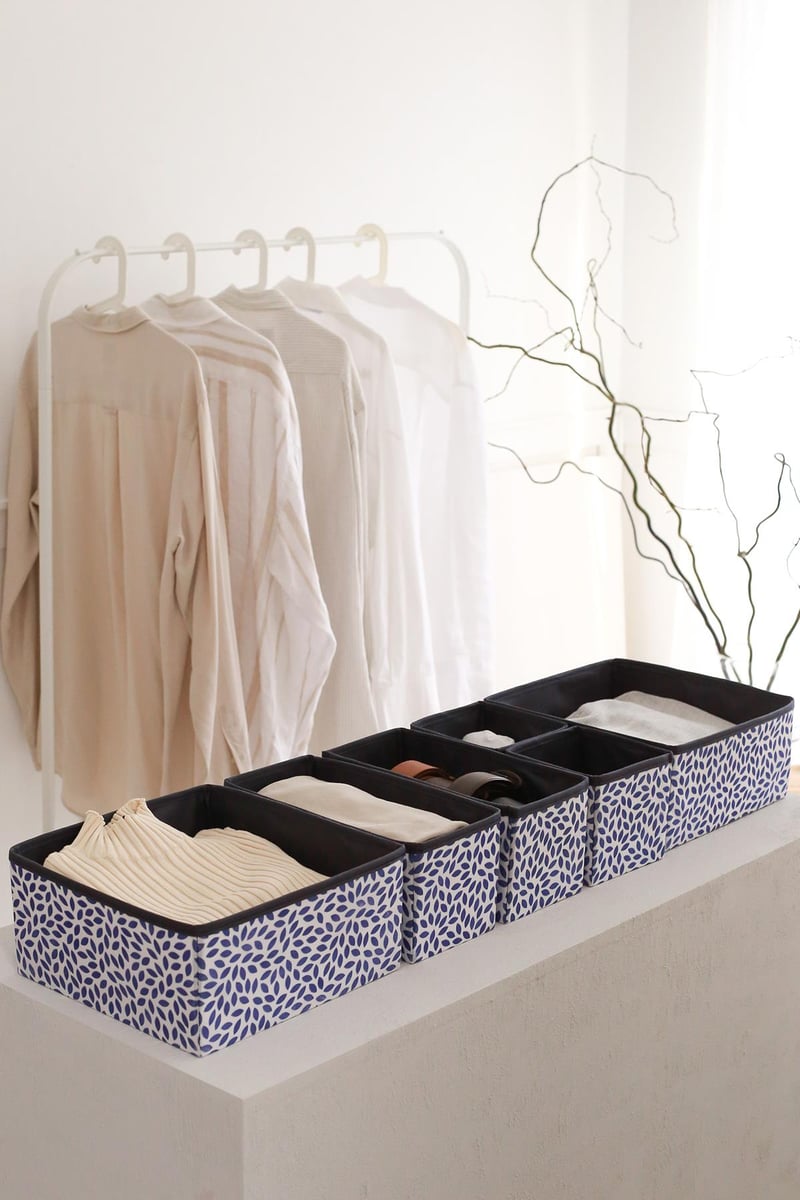 REK HOME 6'lı Yaprak Lacivert Çekmece İçi Düzenleyici Organizer Set