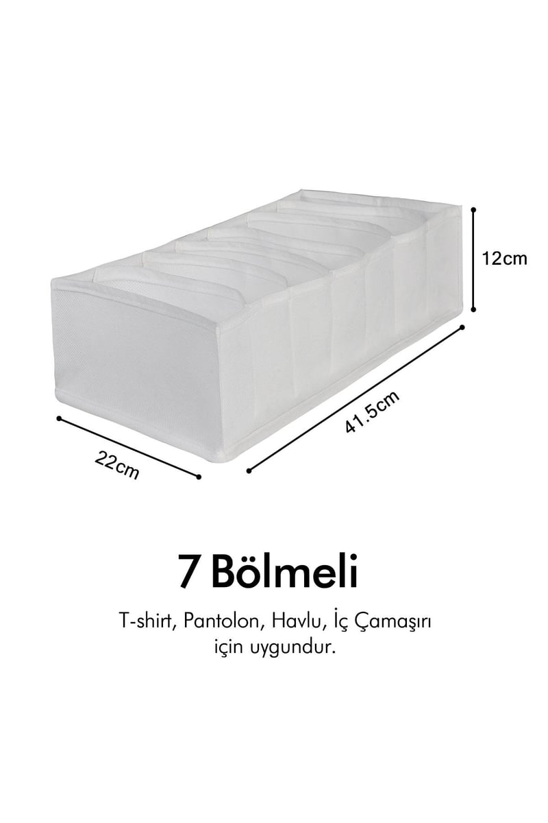 Rek Home 7 Bölmeli Beyaz Dolap Çekmece İçi Akordiyon Tipi Katlanır Çamaşır Düzenleyici Organizer