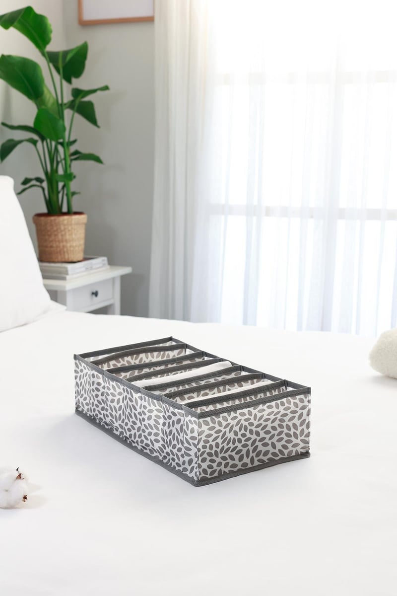 Rek Home 7 Bölmeli Yaprak Gri Dolap Çekmece İçi Akordiyon Tipi Katlanır Çamaşır Düzenleyici Organizer