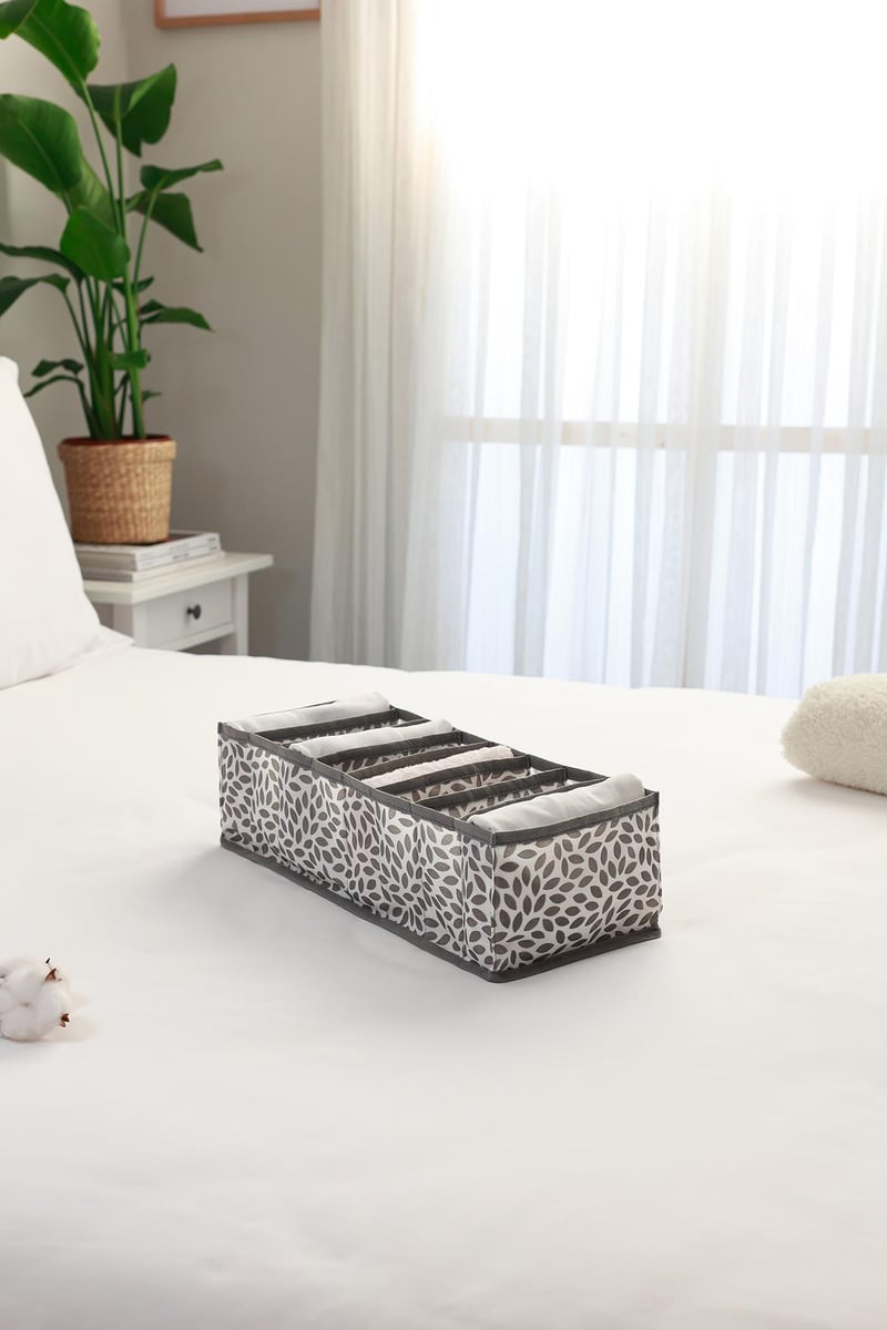 Rek Home 8 Bölmeli Yaprak Gri Dolap Çekmece İçi Akordiyon Tipi Katlanır Çamaşır Düzenleyici Organizer