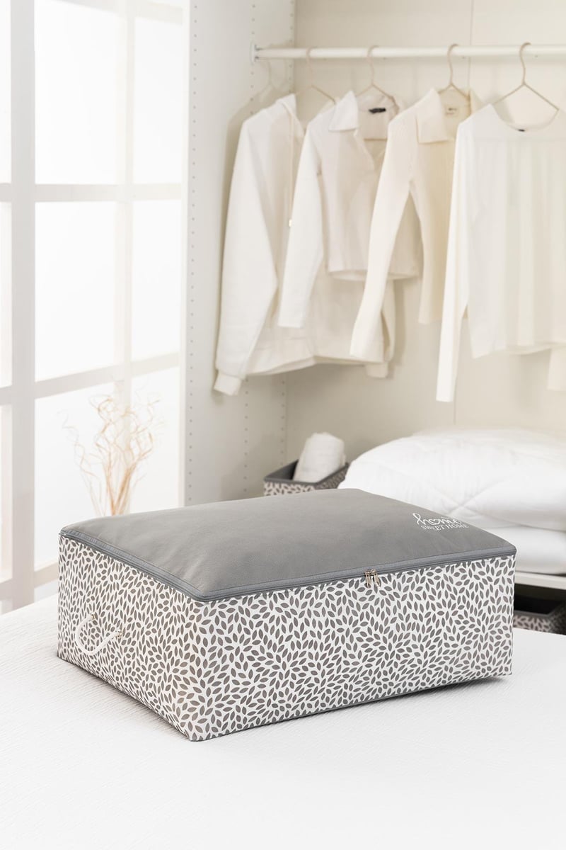 Rek Home Büyük Boy Gri Home Sweet Home Baskılı Baza Altı Hurç / 62x46x22