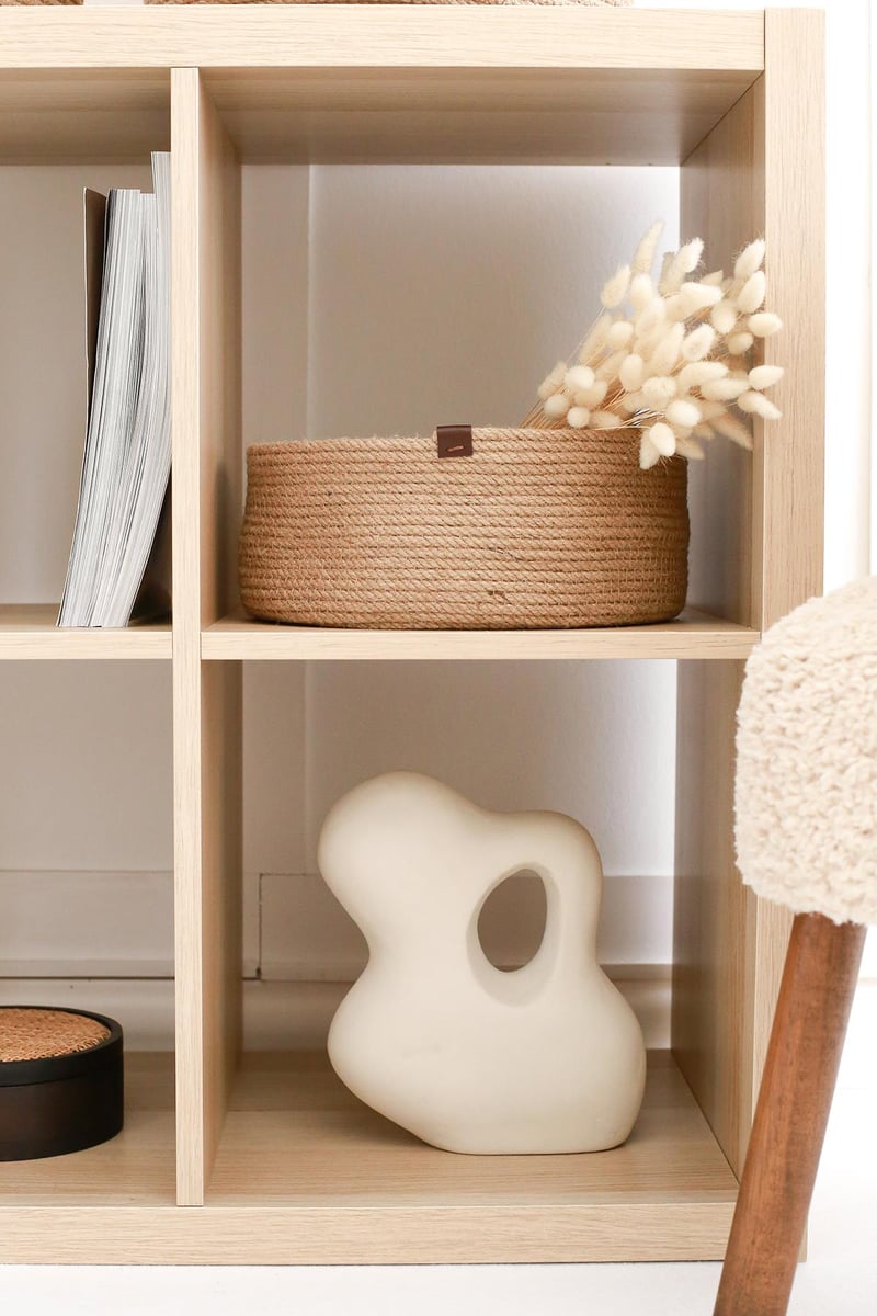 Rek Home Jüt Halat Düzenleyici Saklama Dekoratif Hasır Sepet Organizer 30x12