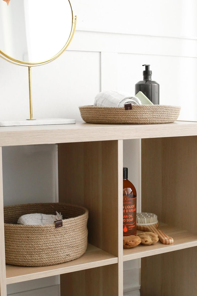 Rek Home Jüt Halat Düzenleyici Saklama Dekoratif Hasır Sepet Organizer 30x12