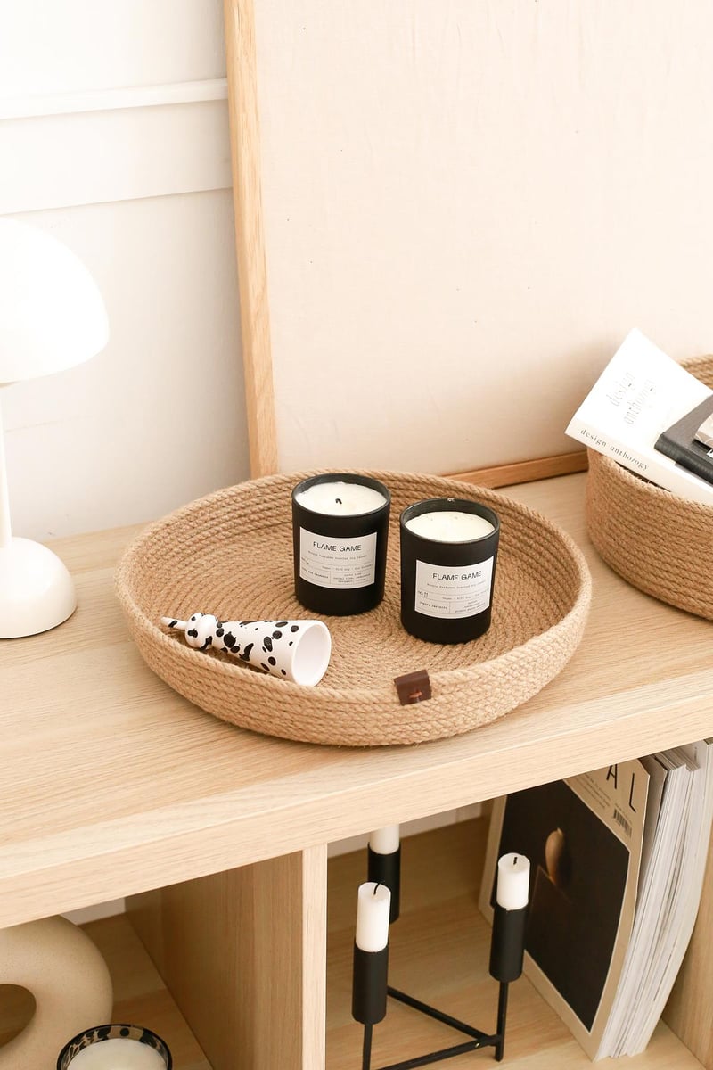 Rek Home Jüt Halat Düzenleyici Saklama Dekoratif Hasır Sepet Organizer 30x5