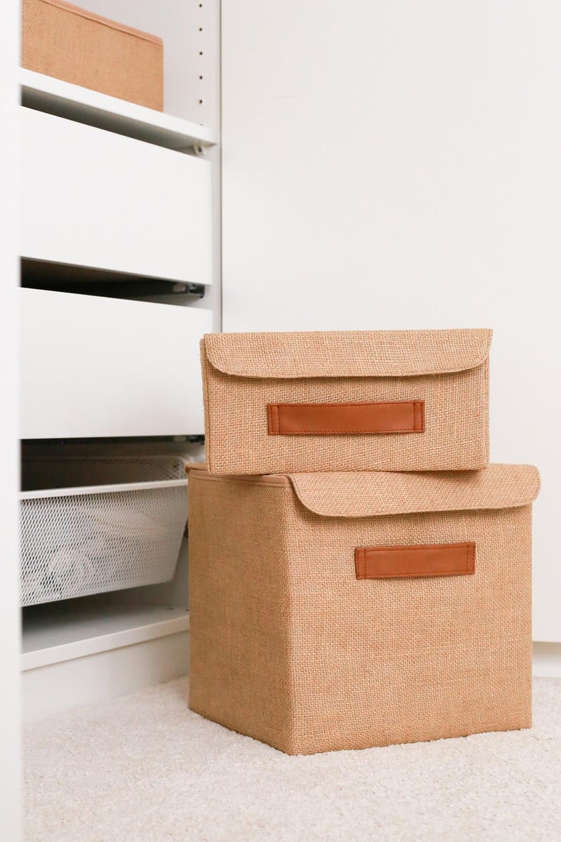 Rek Home Jüt Kapaklı Dolap İçi Çamaşır Oyuncak Düzenleyici Katlanır Saklama Kutusu 28x28x28